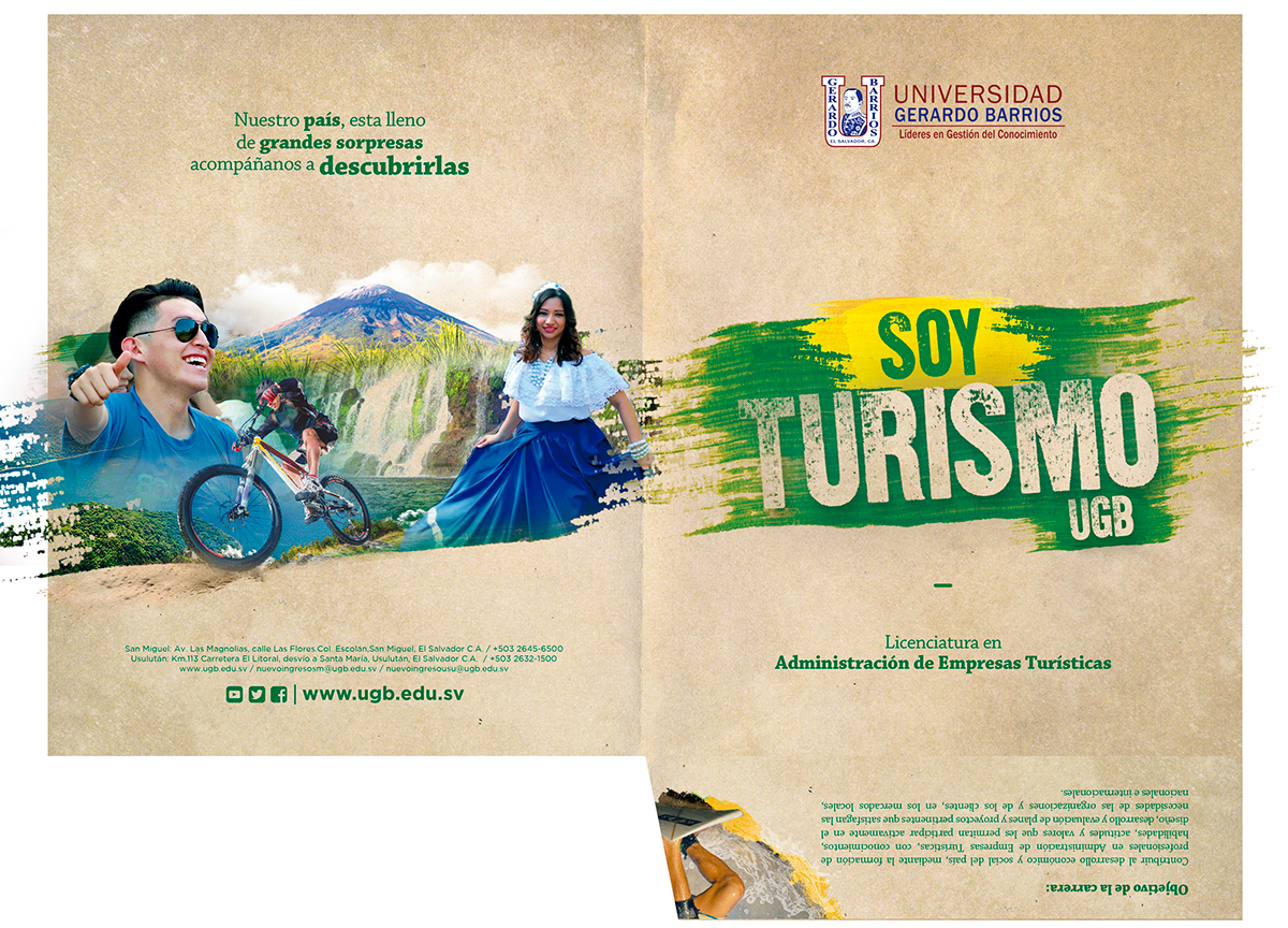 folder diseño universidad Turismo reciclable publicidad