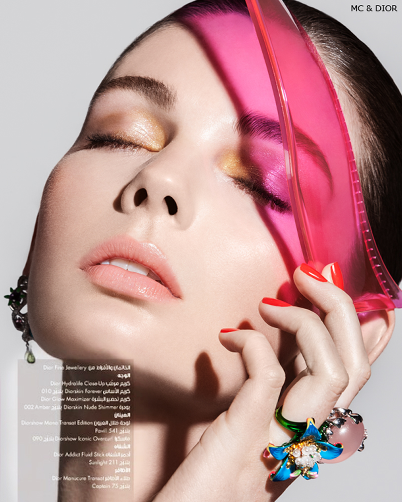 Dior beauty lips skin eyes Make Up color portrait face hands nails photoshop jewelry glamour art