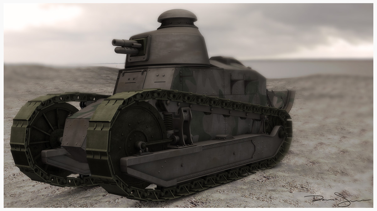 Tank French reanult ww1 3D cinema 4d machine