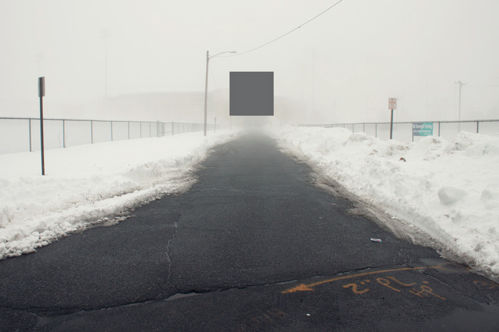 pantone color square Landscape art snow winter train trail tracks pathway depth vanishing point Perspective