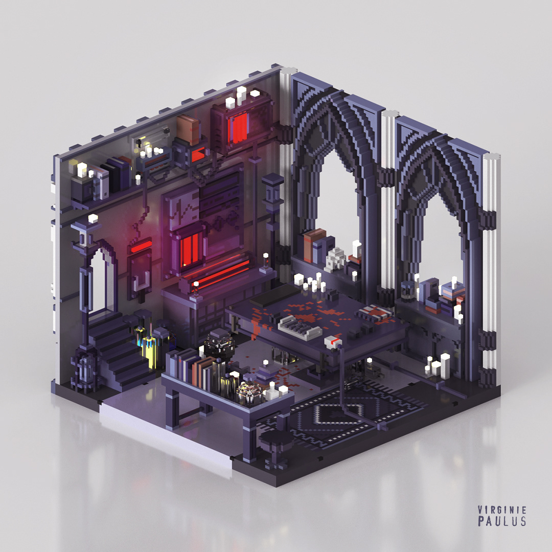 cube voxel minecraft Diorama geek Pixel art pixel Retro Gaming Dolhouse