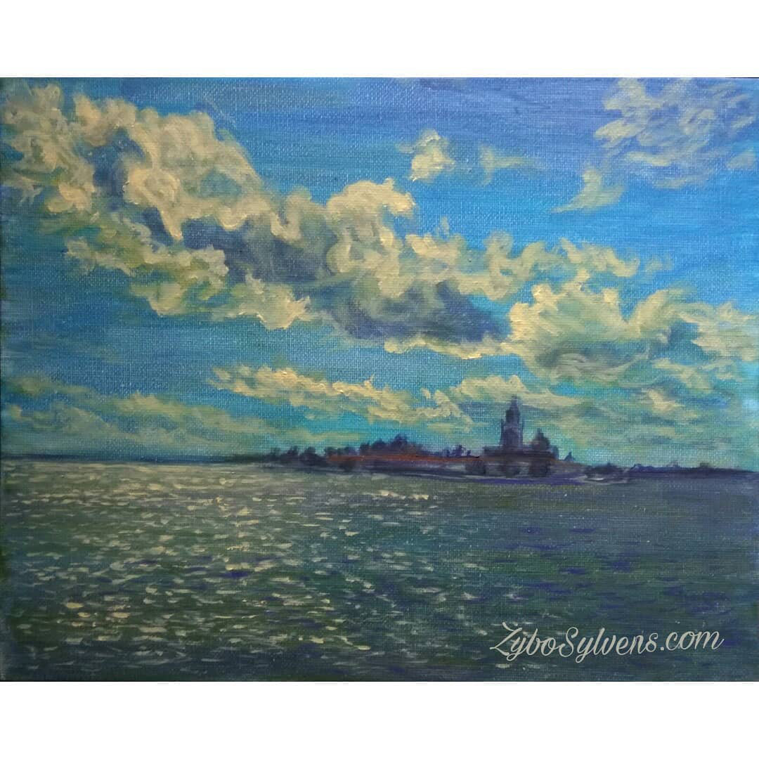 Italy Landscape oil on canvas Oil Painting painting   san marco sea seascape signed painting Venice