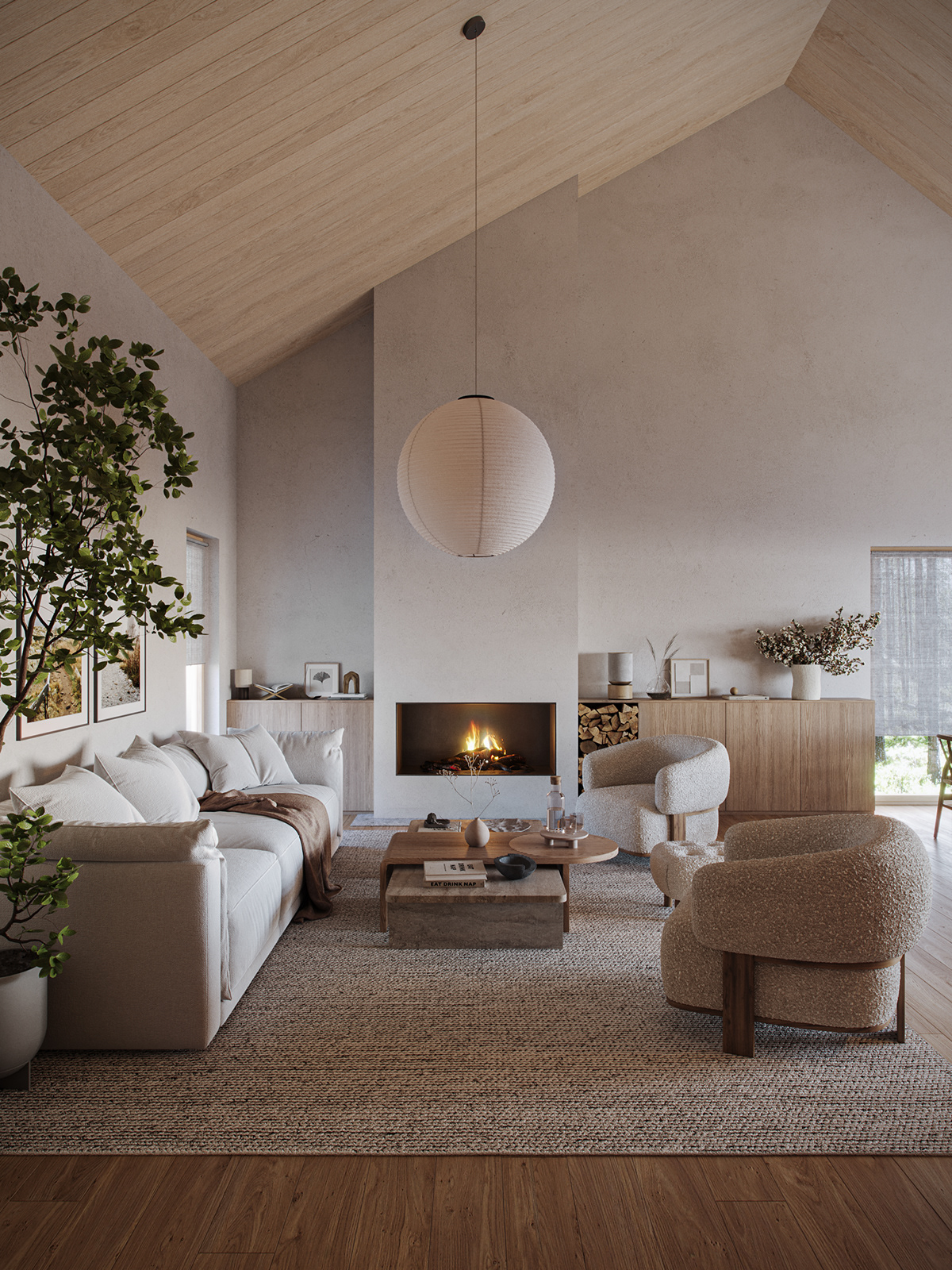 Render visualization interior design  3ds max corona Interior kitchen bedroom cosiness Scandinavian style