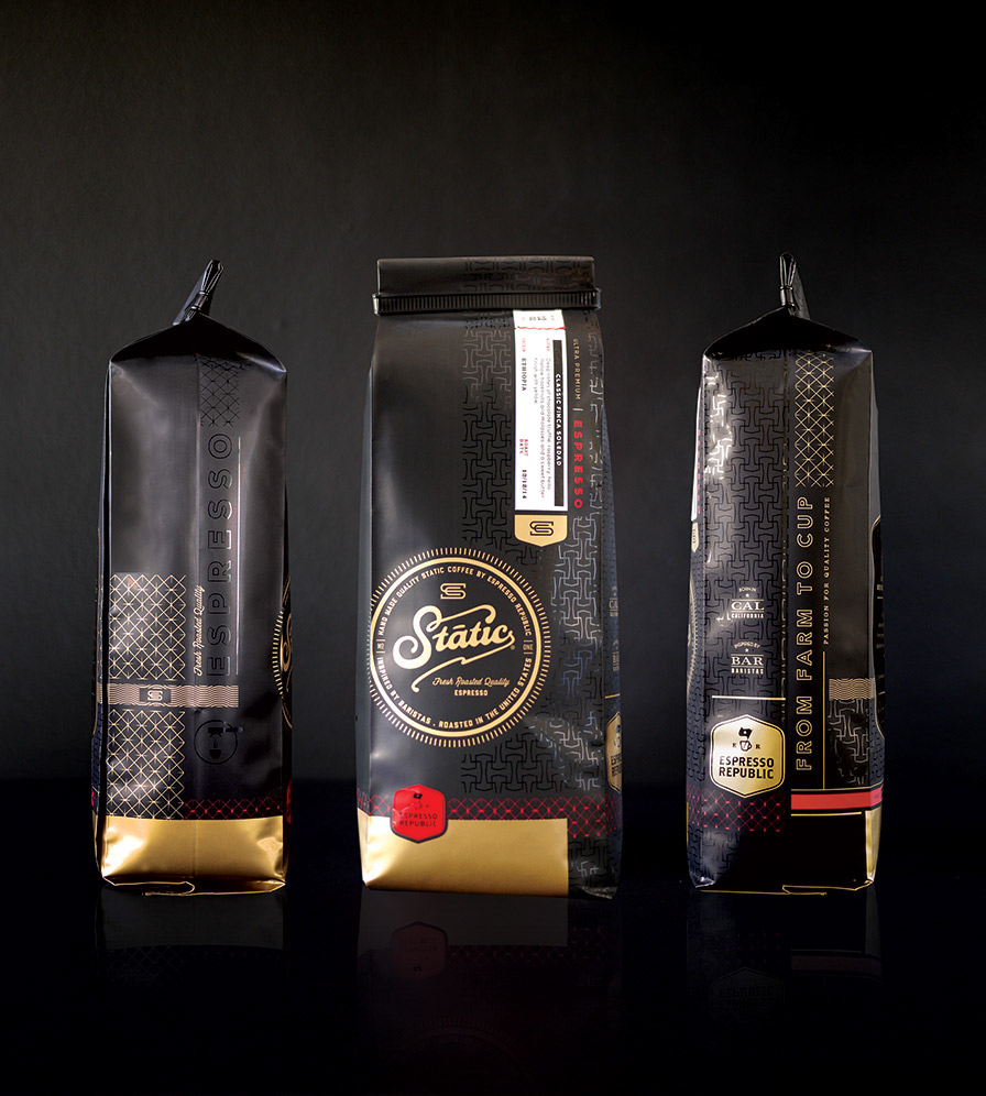 Coffee package Static Coffee Coffee Bags espresso graphic design farm foil UV matte Production pattern gold silver