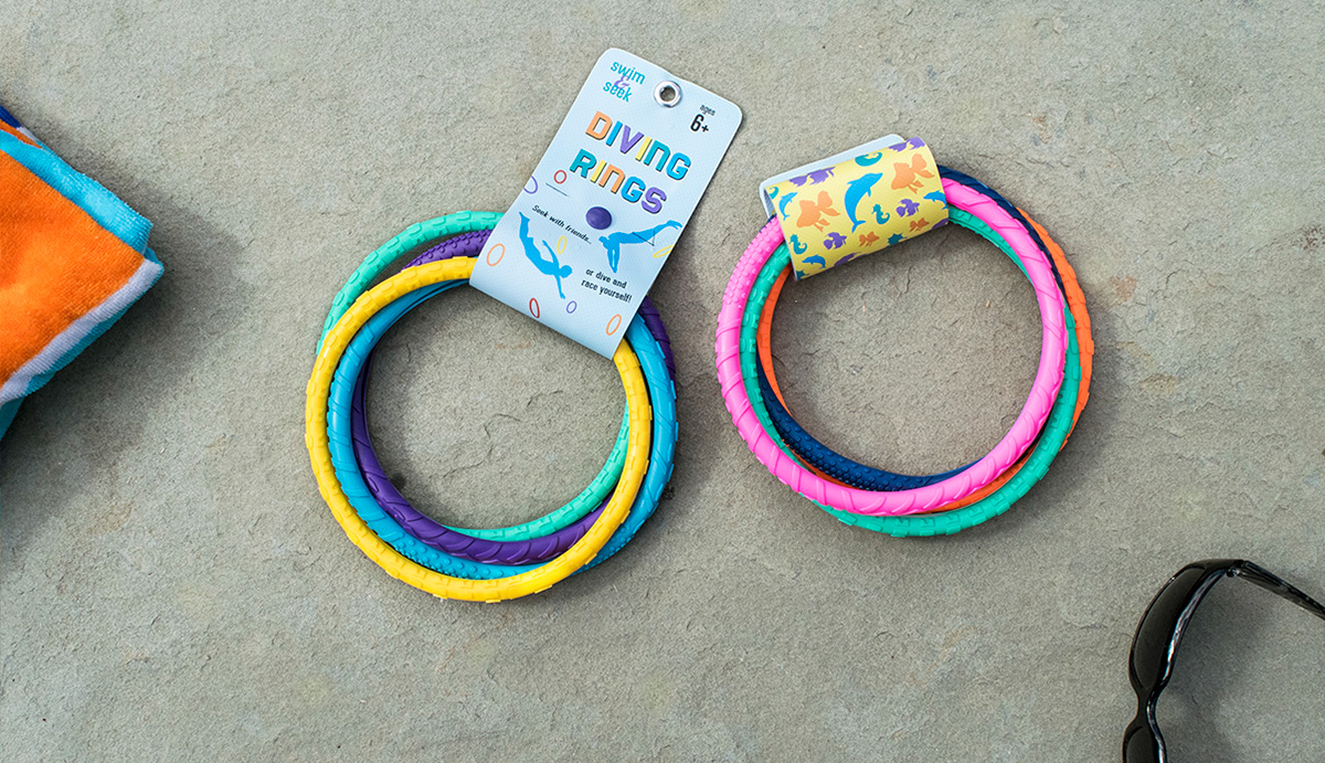 package design  graphic design  Packaging pool rings diving rings swim toys children's design adobeawards