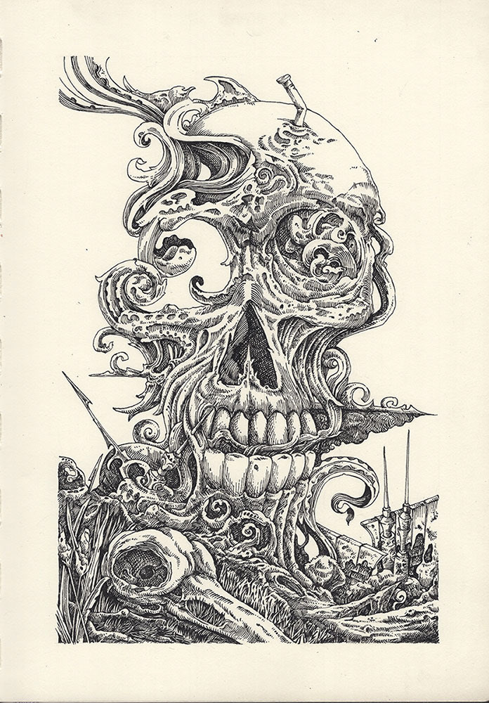 skull 1980s sci-fi science fiction Landscape candy color inprnt art print poster #rafbanzuela