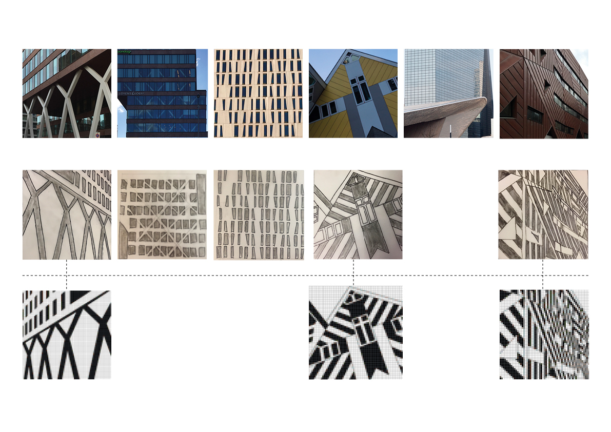 Adobe Portfolio cross stitch merklappen city facade Rotterdam