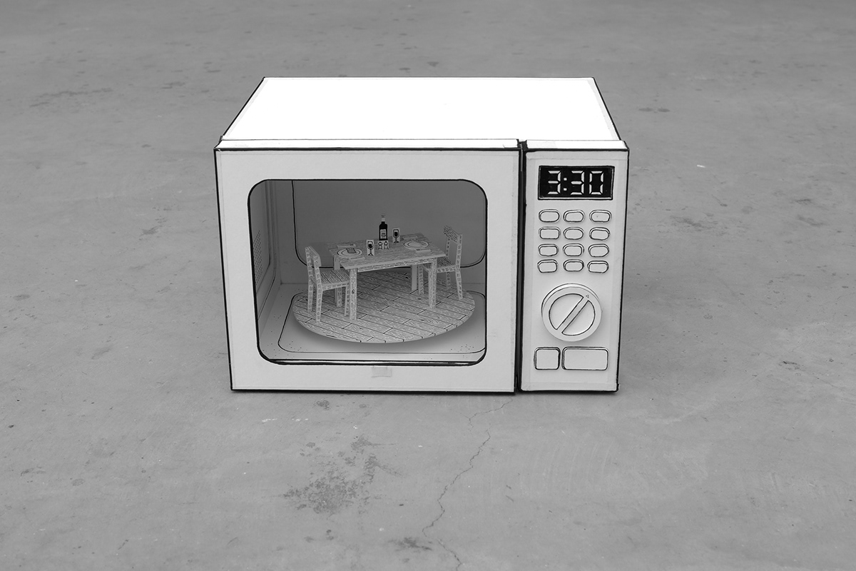 microwave object cardboard sculpture paper craft