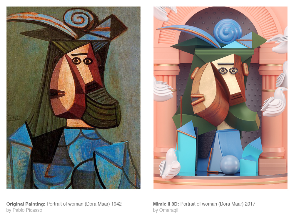Picasso portraits art Paintings Reproduce modern 3D medieval cinema4d vray