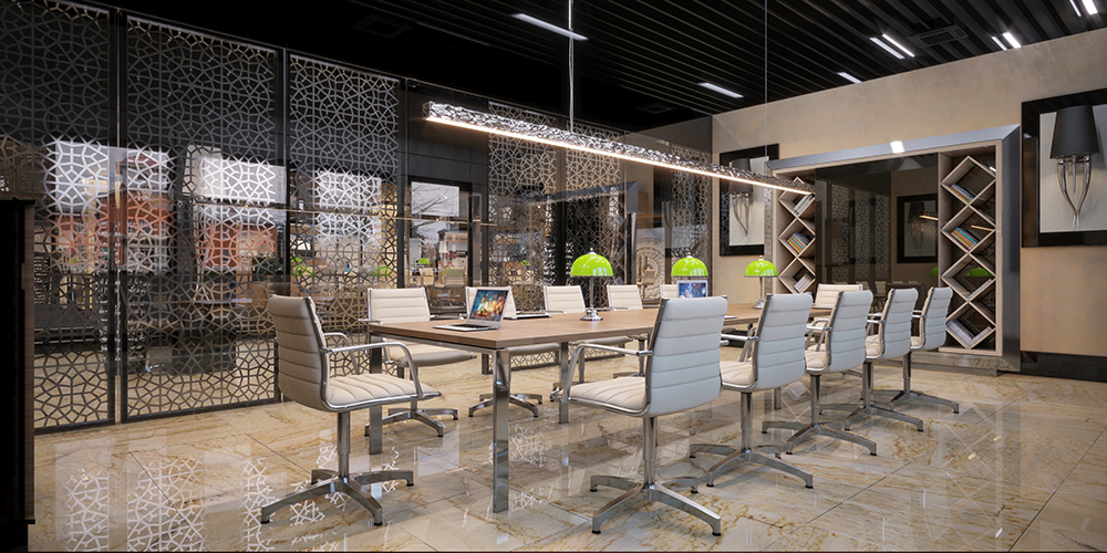3d modeling realistic rendering bank office design
