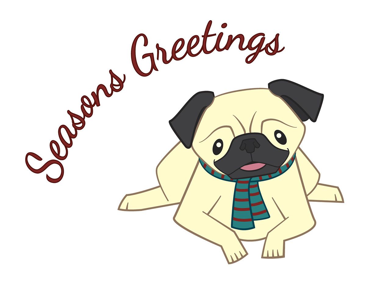 Pug Corgi Welsh Corgi dog Newfoundland guninea pig Cat Christmas holidays happy holiday greeting cards cute Fun Pet animals