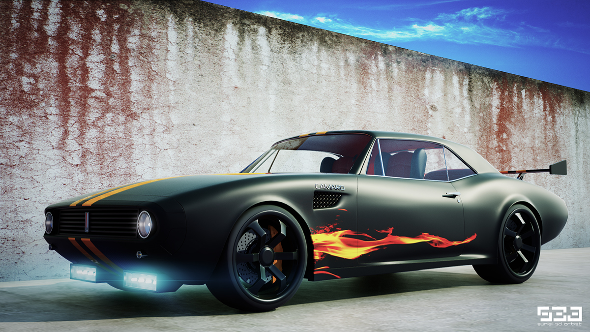 camaro chevrolet coupe car Vehicle model modelling 3dsmax vray photoshop