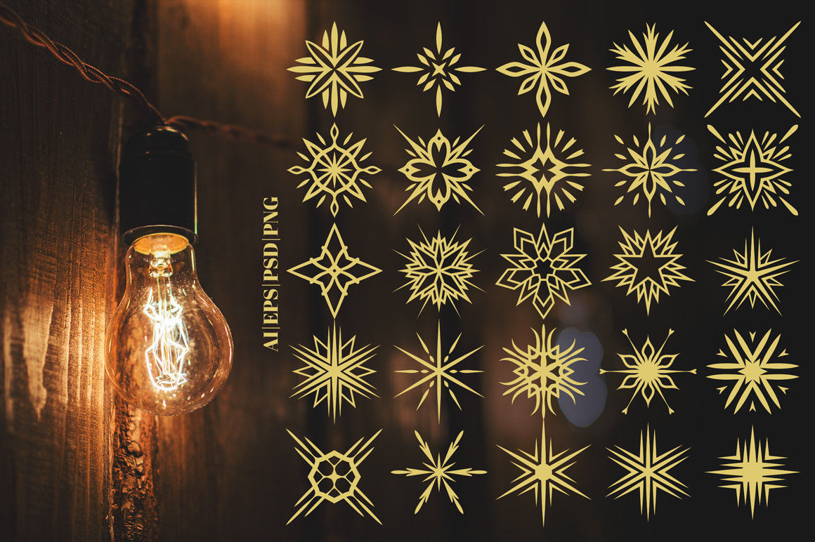 star bundle set vector Mandala design pattern Christmas new year decoration
