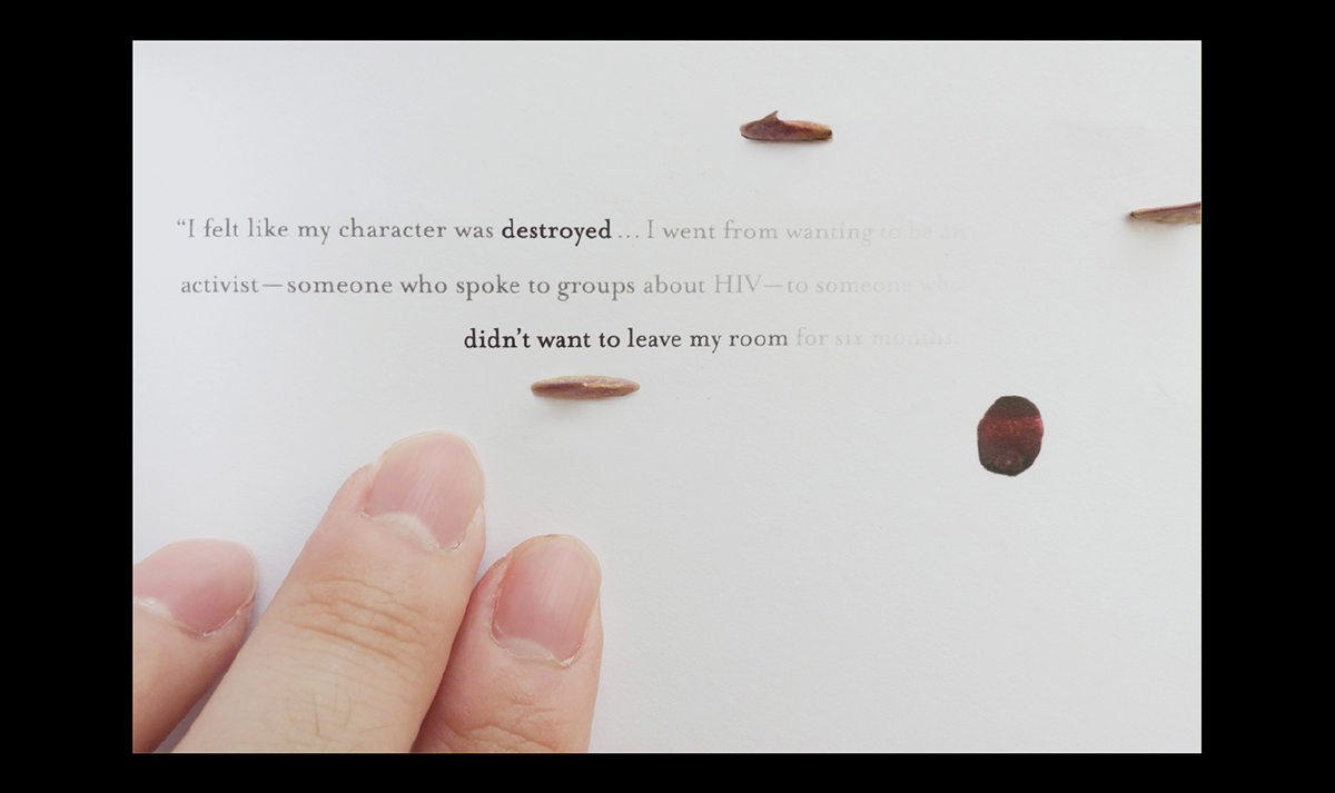 AIDS hiv blood rose thorns Stigma Discrimination Discriminate experiment book design editorial graphic