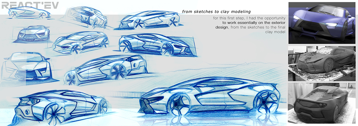 Espera Sbarro concept cars react'ev ES13 Flêche rouge Geneva design shcool clay Valentin Fuchs car design design modeling