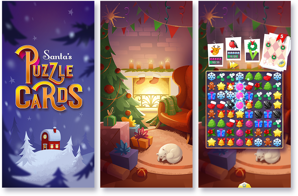 gameart gamedev matchthree Christmas puzzle game Interface objects Patterns ornaments
