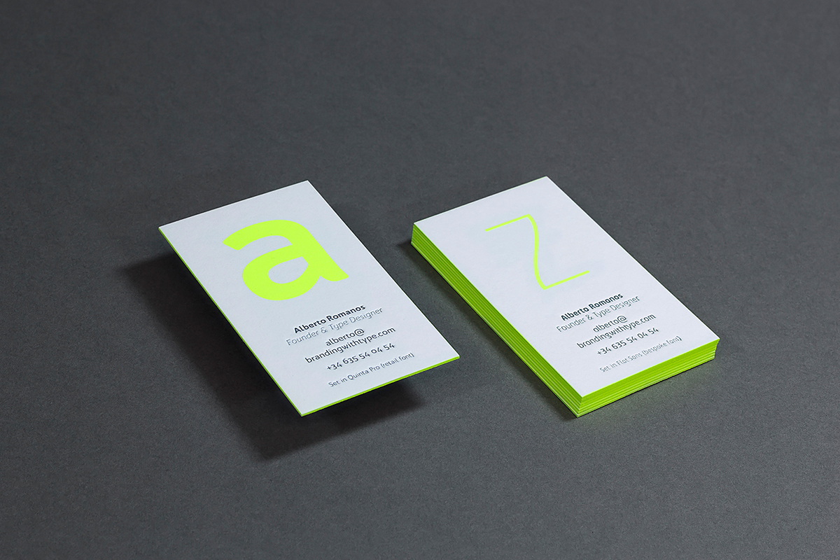 font fluorescent fluor screenprint letterpress silkscreen neon glow business card card type design branding with type type self-promotion