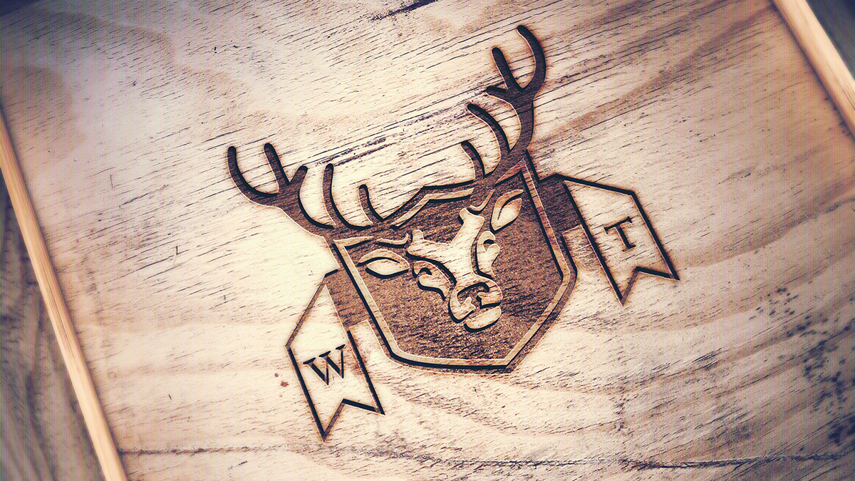 bourbon Whiskey deer animal logo antlers Sheild