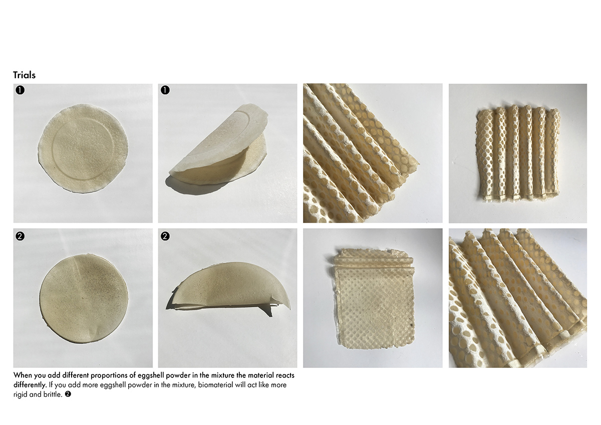 biomaterial bioplastic eggshell material design Material Ecology bio-based material biodegradable Biodesign material research circular design
