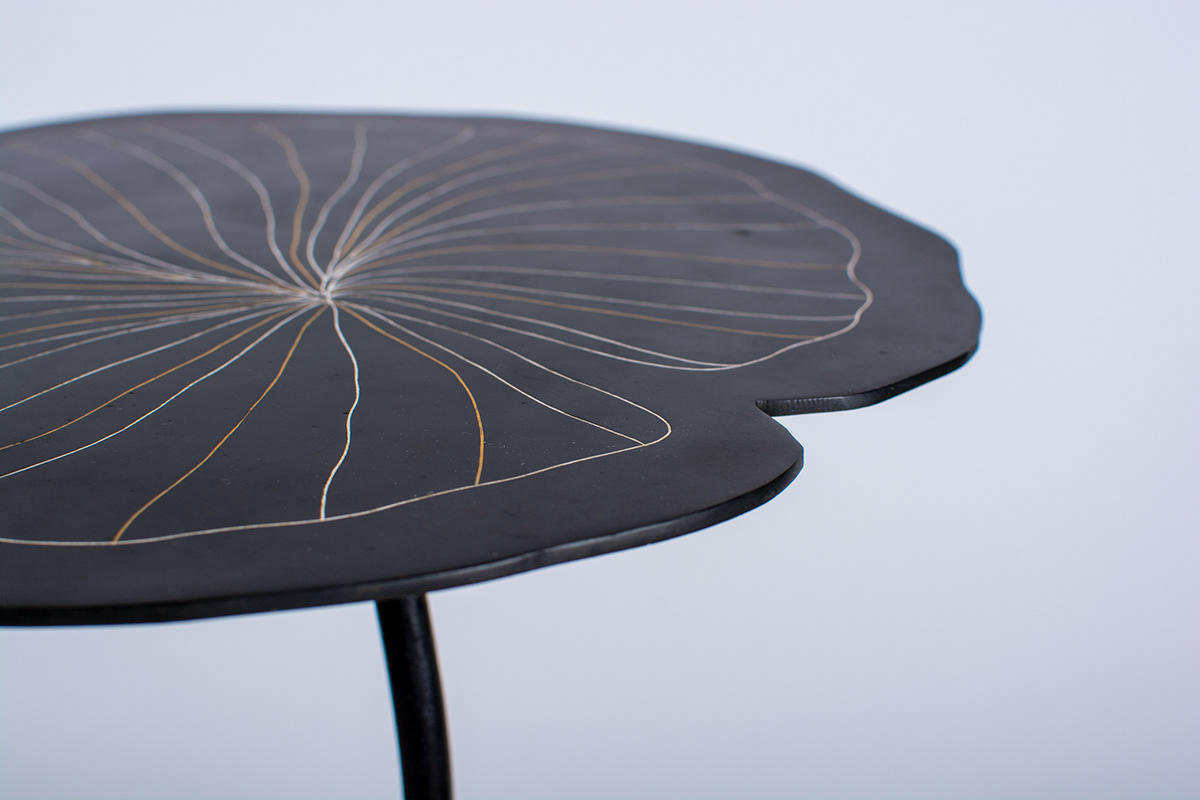 bidri End Table engraved fullscale product furniture design  handcrafted interiors Ornamented product design  silver