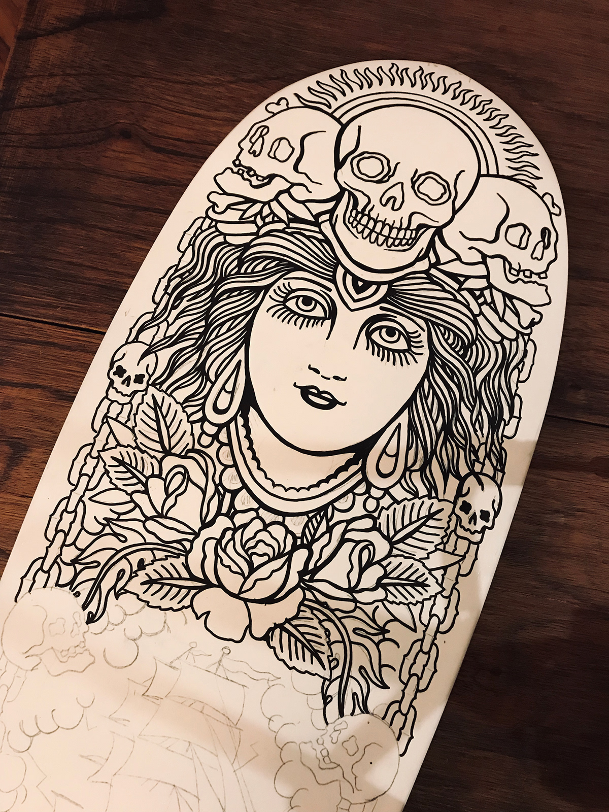 skate LONGBOARD art artists diego jimenez ilustracion dibujo diseño tattoo tradicional tattoo