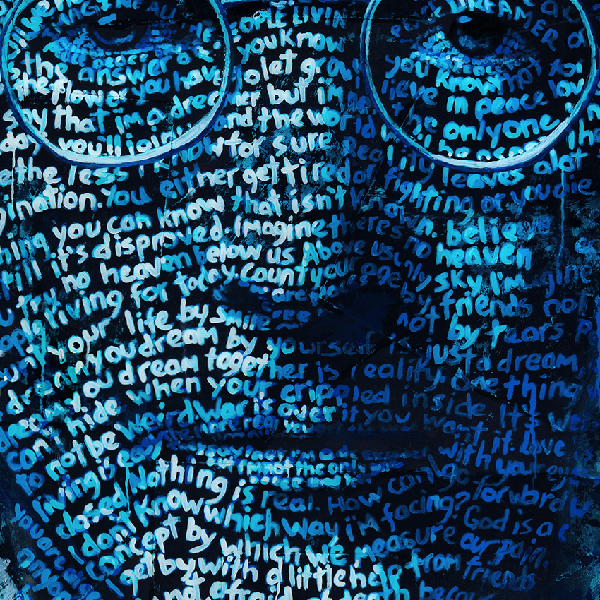 portrait Picasso Jimi Hendrix John Lennon tupac 2pac the beatles hip hop typography portrait collage paint faces Lyrics Pop Art Celebrity