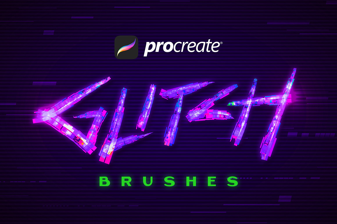 brush brushes design font Glitch lettering neon Procreate procreate brushes procreate glitch