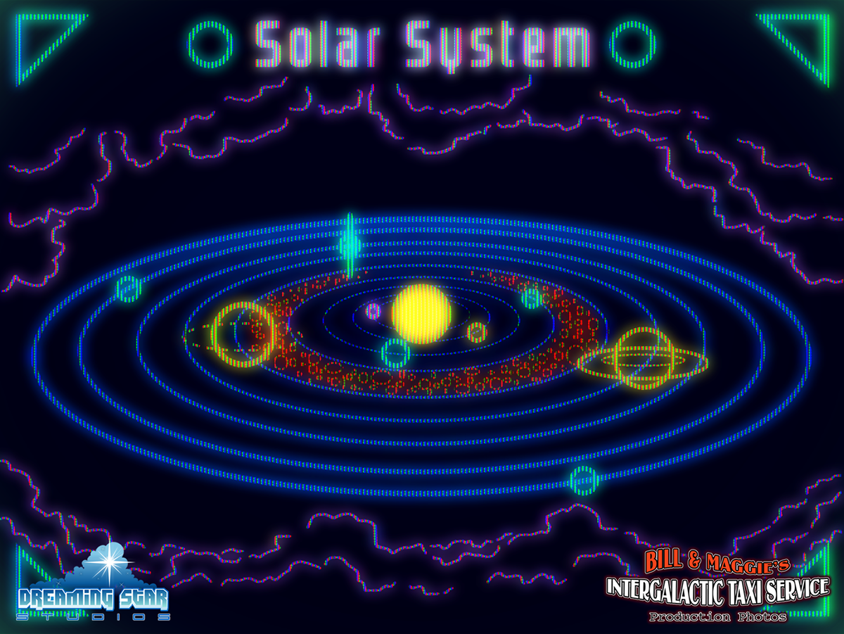 Scifi Computer graphics digital CRT screen solar system Space  STEAMPUNK