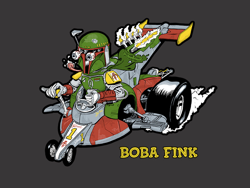t-shirt star wars Boba Fink boba fett big daddy roth hotrod Slave 1 kooky