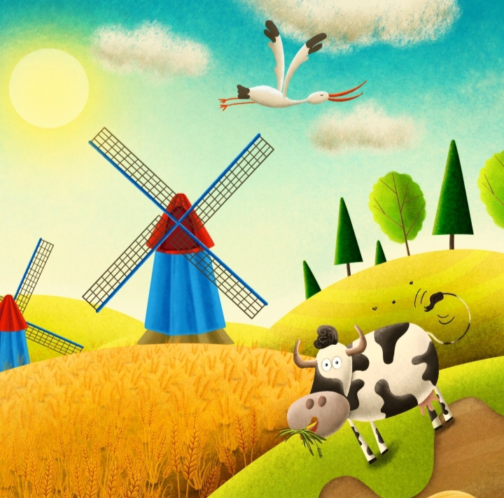 ilustracja ILLUSTRATION  Illustrator Tractor farm farmer country cow ILUSTRACJE ilustrator