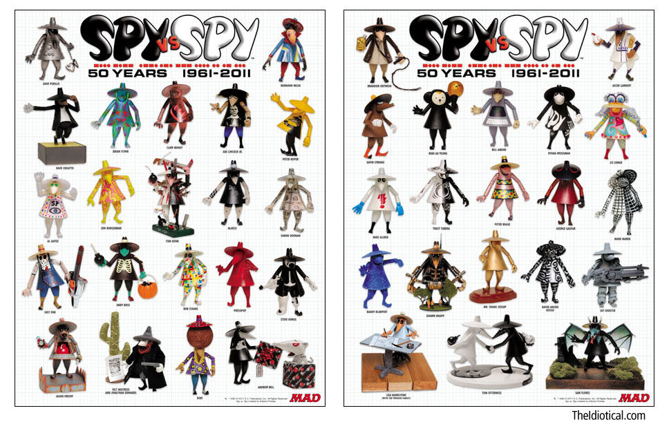 MAD Magazine Dc Comics bortwein Adventure Spy spy vs spy 3D Blank toy custom painted Hand Painted 50th anniversary sculpey plastic pop-culture