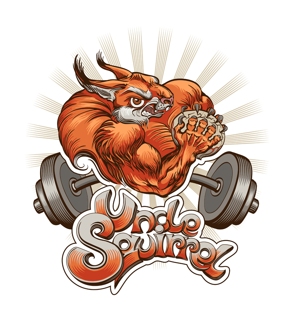 squirrel Uncle bar athlete muscleman nut force font print t-shirt