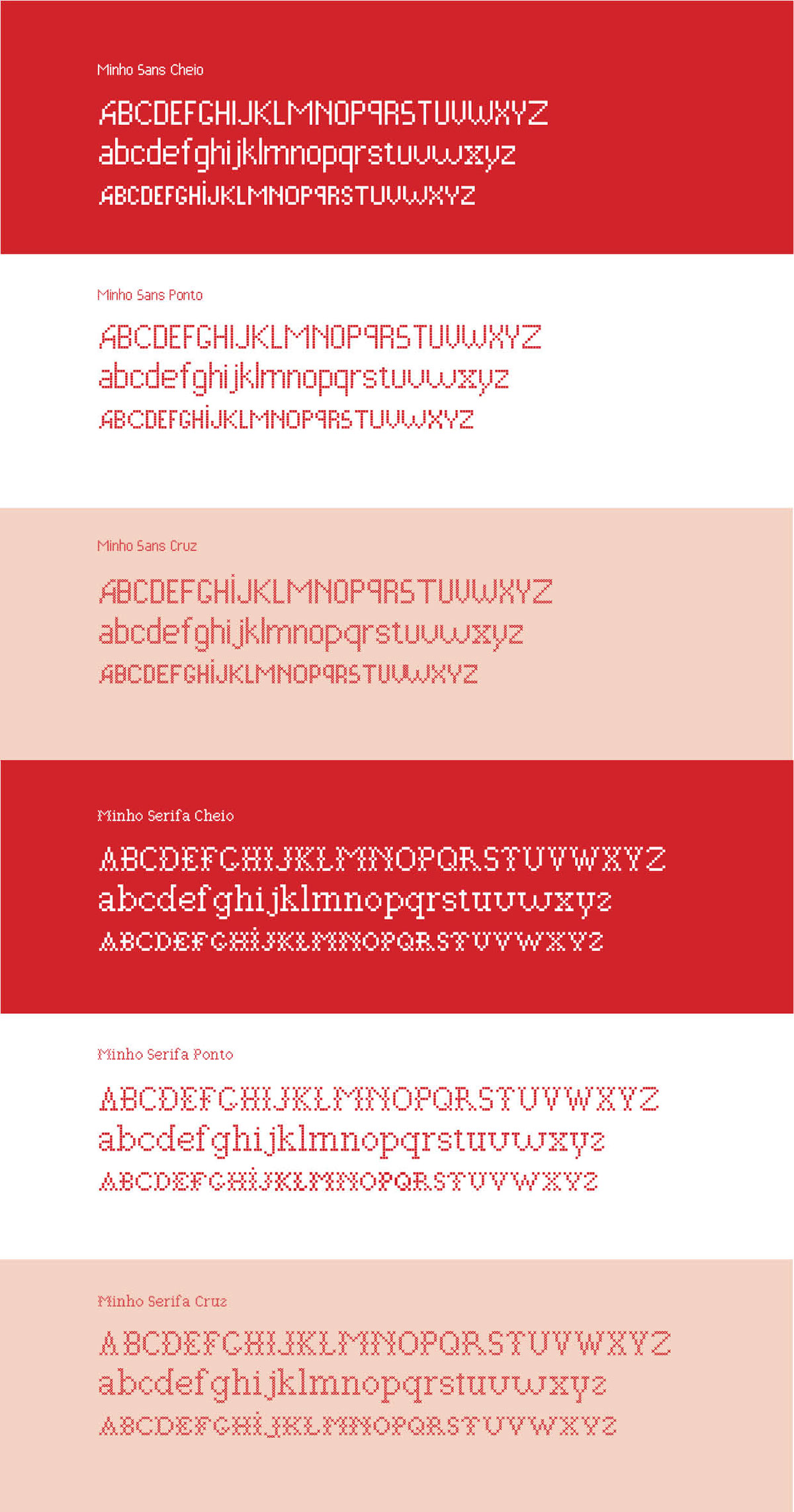 tipografia Minho Typeface edmundo correia FBA pixel font cross stitch bitmap font
