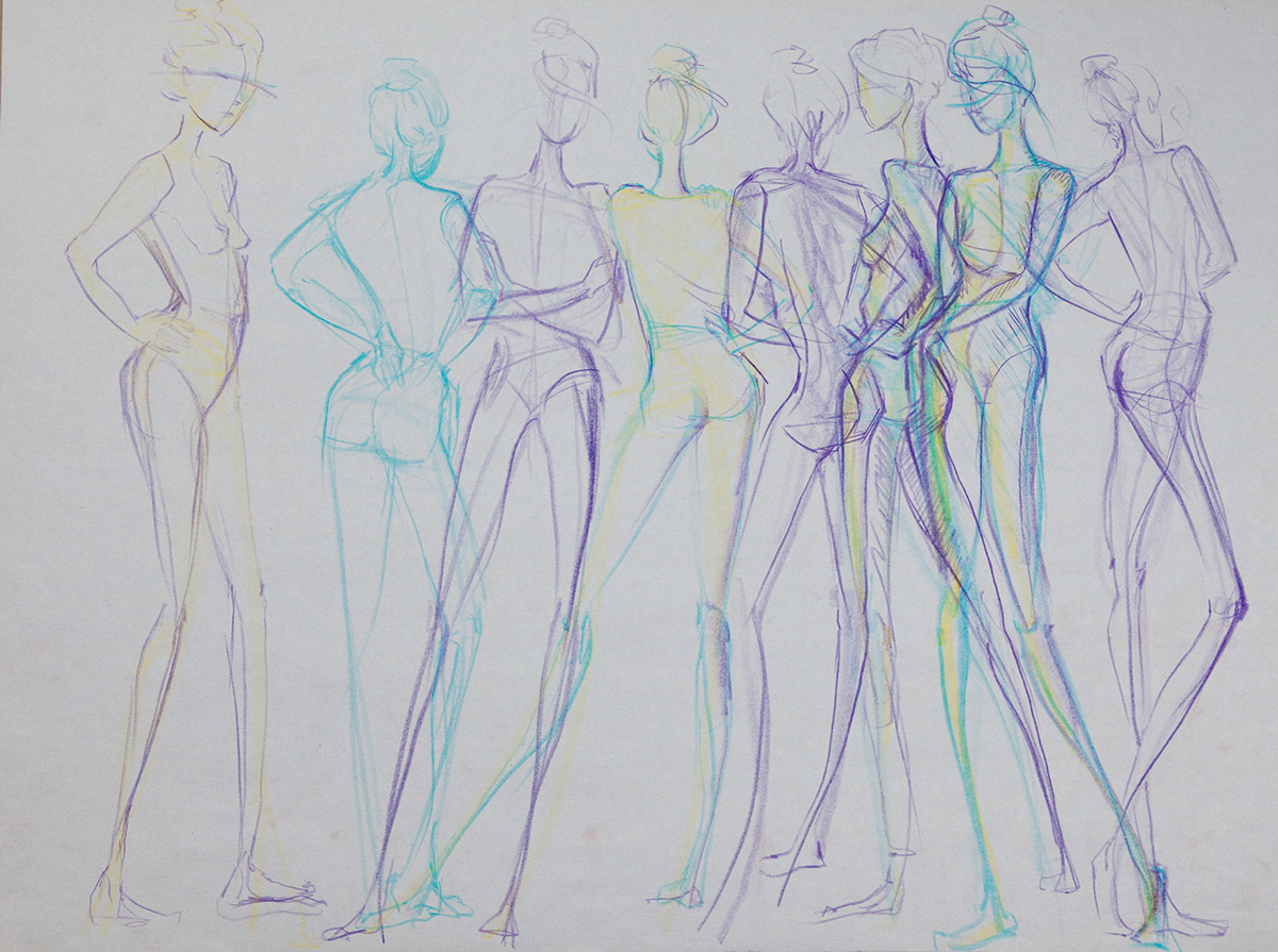 pastel sketching timed drawings fashion design fashion sketching