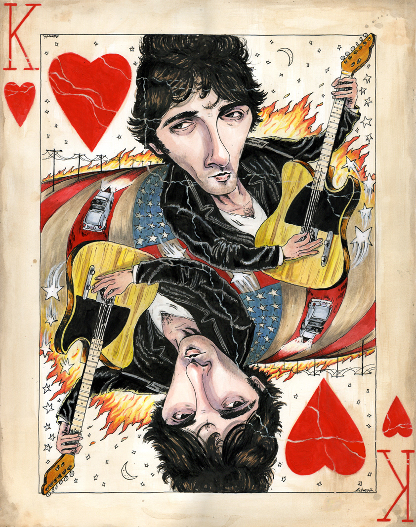 Bruce Springsteen The Boss Playing Cards king of hearts Phil Ashworth guitar american flag