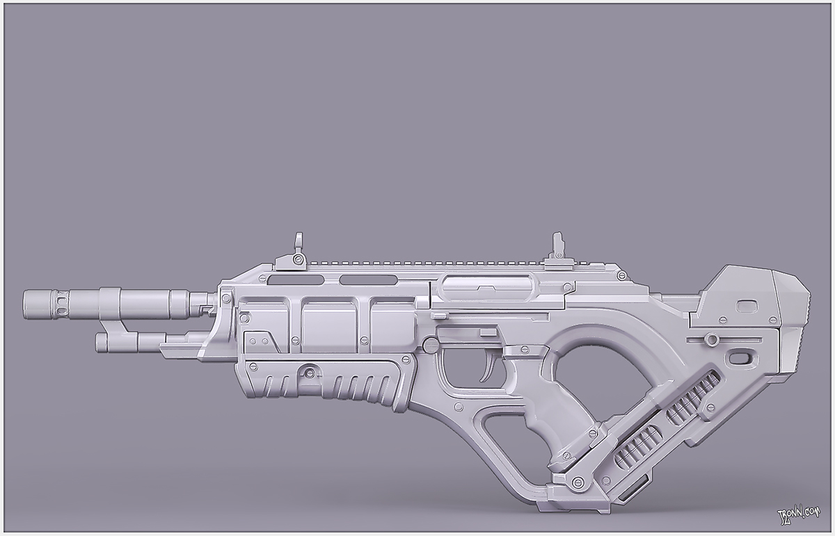 Weapon design product design  hard surface Maya modeling Gun sci-fi bullpup