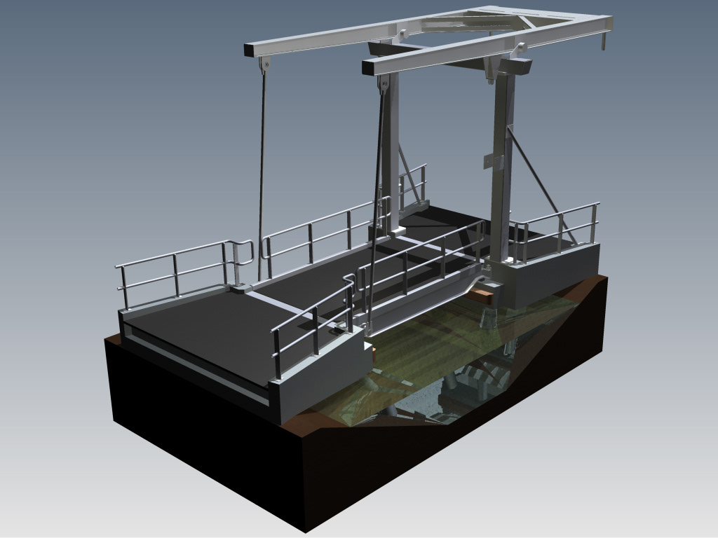 bridge  draw bridge steel 3D inventor Autodesk Autodesk Inventor rendering