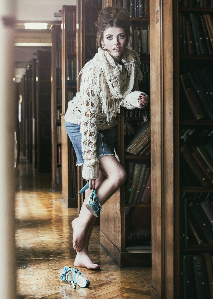 model female westender gregor reid scotland library geek chic