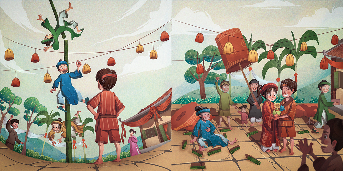 fairy tales folk tale Kim Dong Character design cute bamboo forest boy ILLUSTRATION 