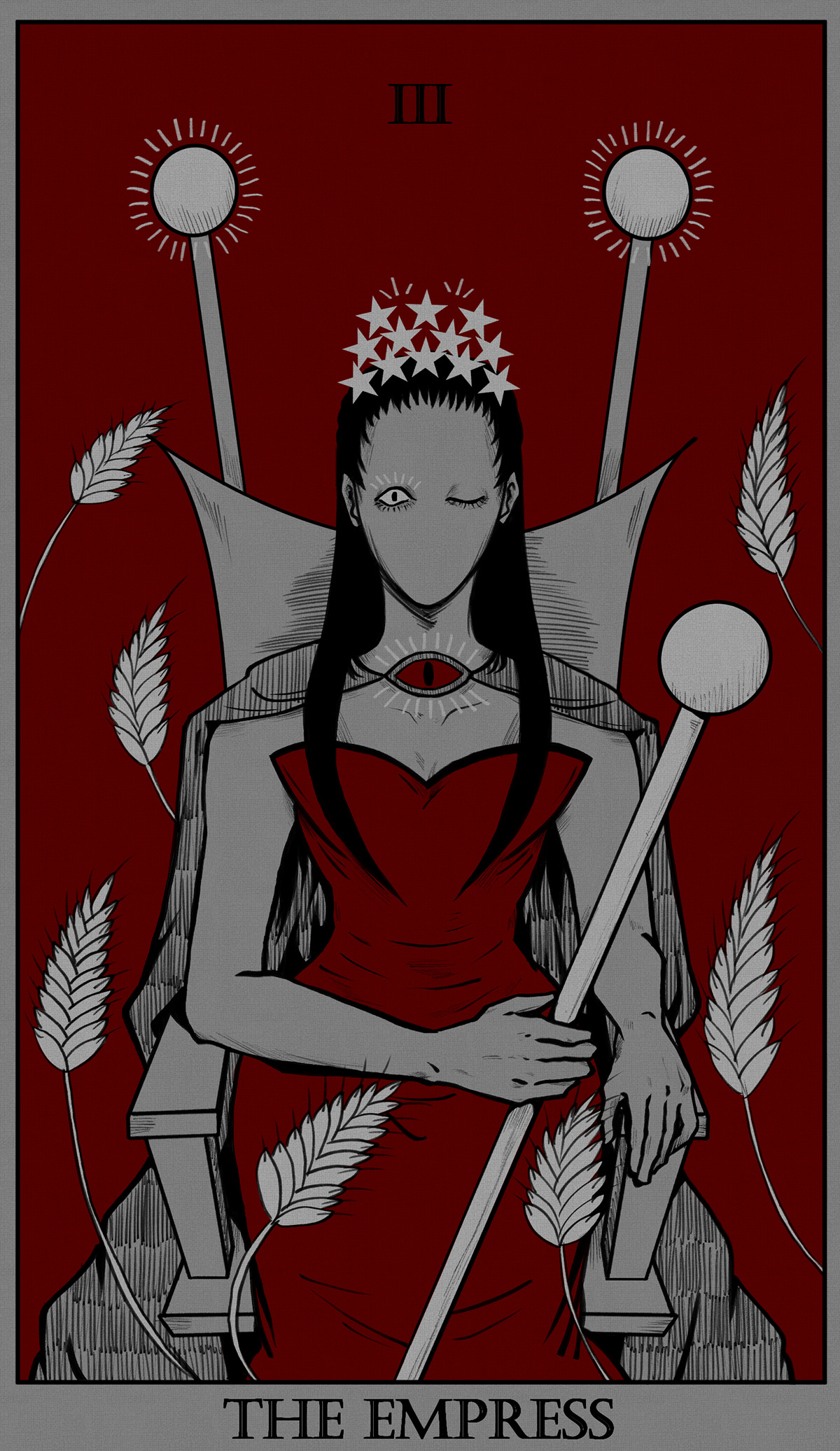 tarot major arcana Tarot Cards digital illustration ILLUSTRATION  eyes red black clean simple