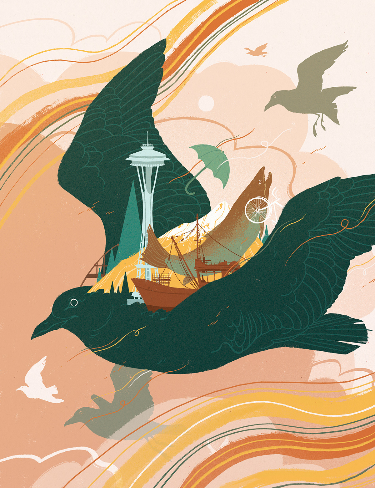 art bird ILLUSTRATION  Oregon pacific northwest Portland samanthamash seagull seattle Washington