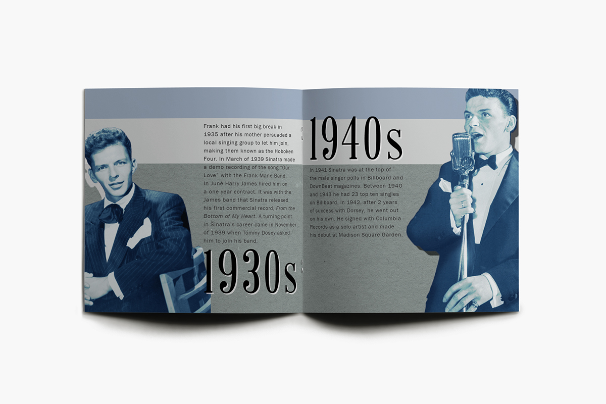Layout Layout Design cd Frank Sinatra timeline info graphic information graphic blue music history