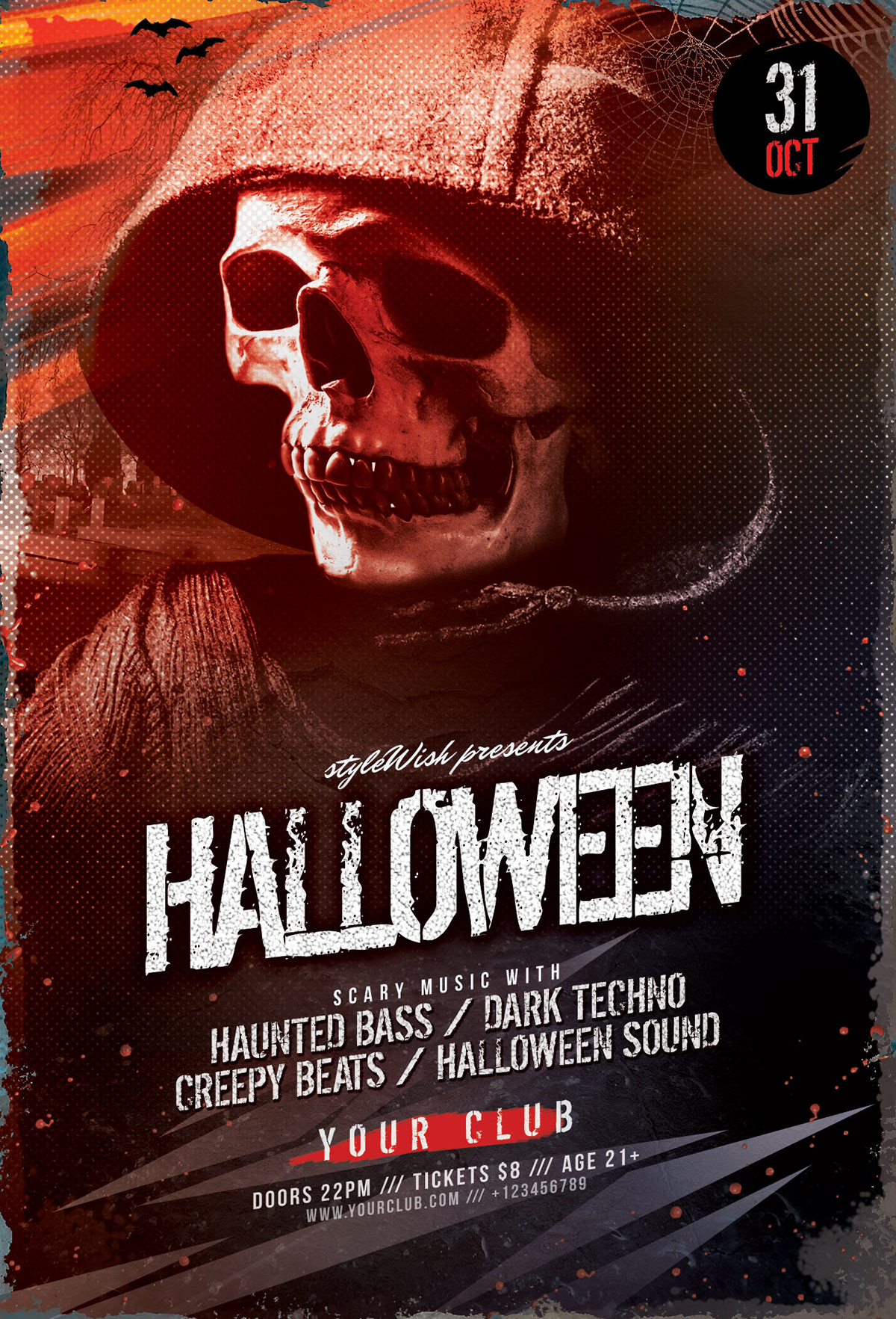 Halloween halloween flyer flyer poster halloween night template psd photoshop download dark