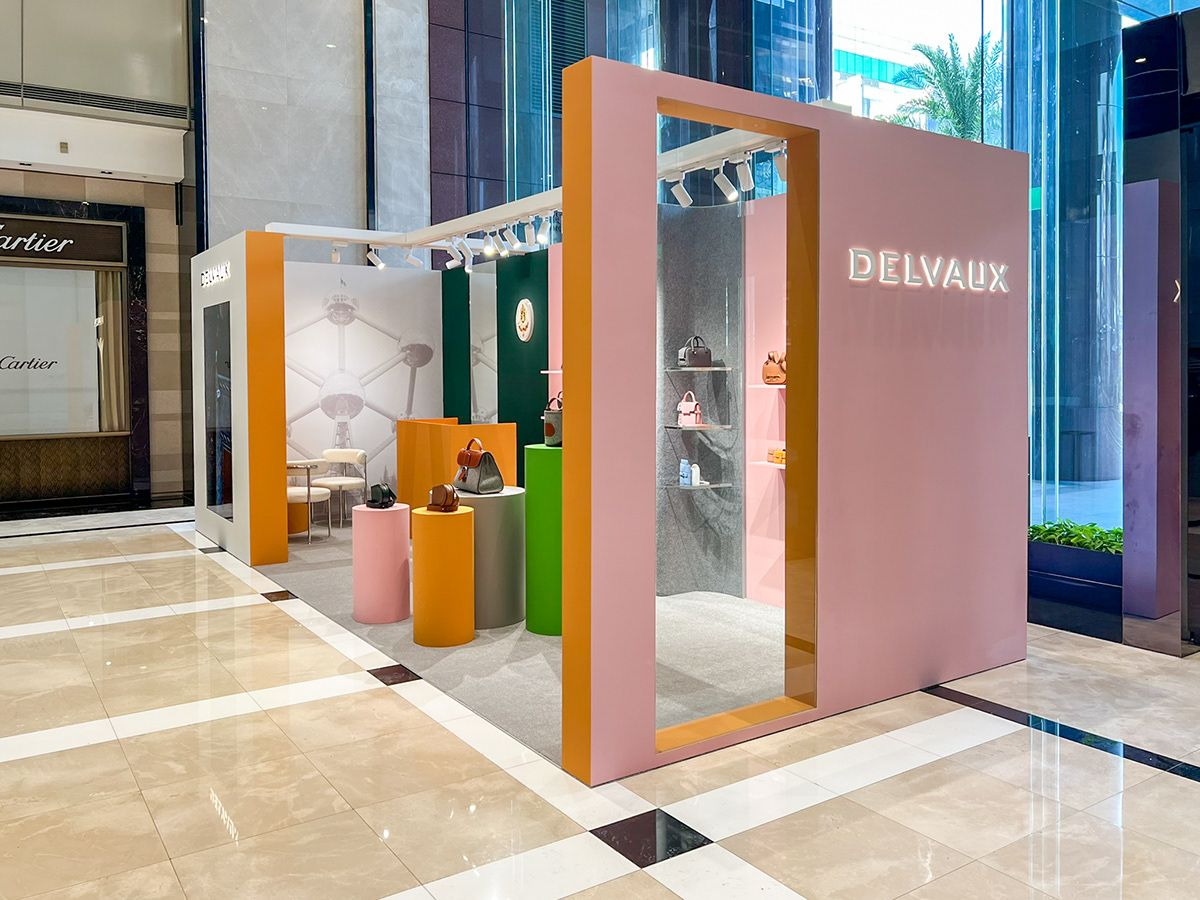 Popup 3D Event delvaux design brand branddesign luxury expo standdesign