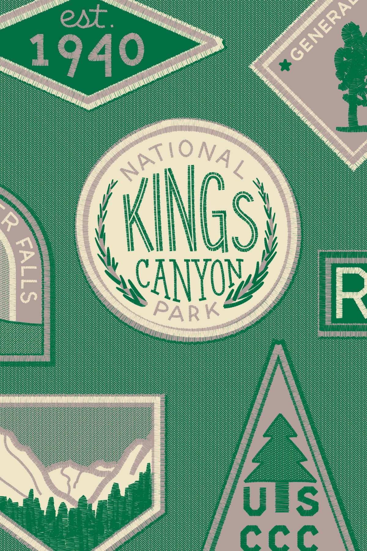 ILLUSTRATION  lettering vector patches National Park kings canyon  poster
