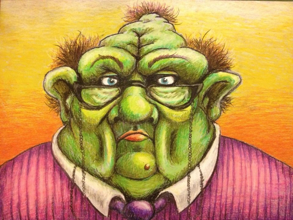 school teacher principal green ogre pastel