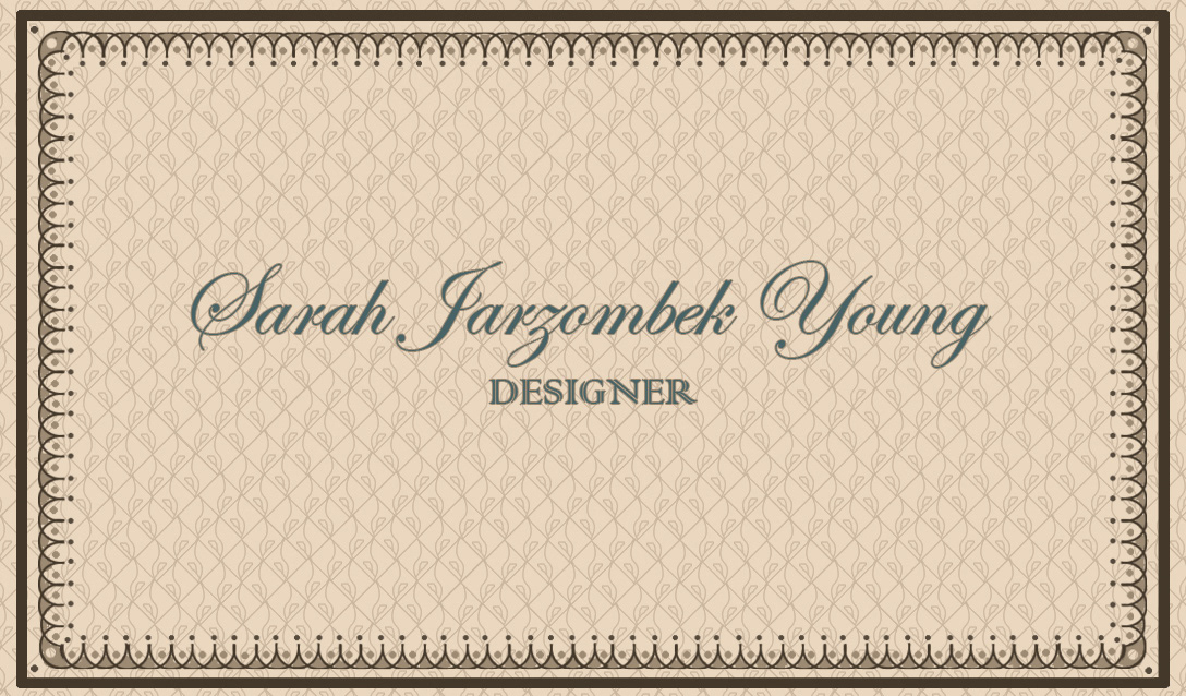 business card calling card Sarah Jarzombek Young Vintage Inspired vintage