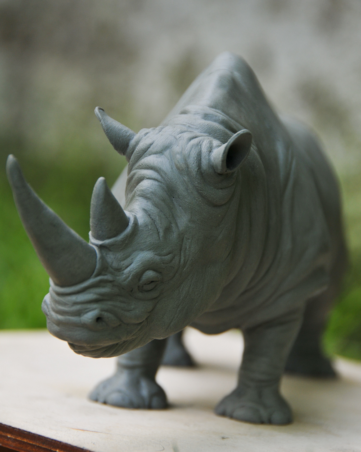 Rhinoceros  orrszarvú Sculpt  szobor polymer clay garden