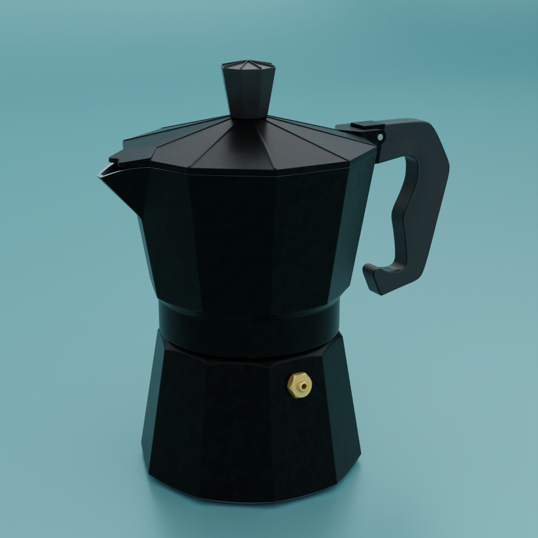3D blender CGI Coffee espresso Hard Surface Modeling modelling 3d Moka pot Render