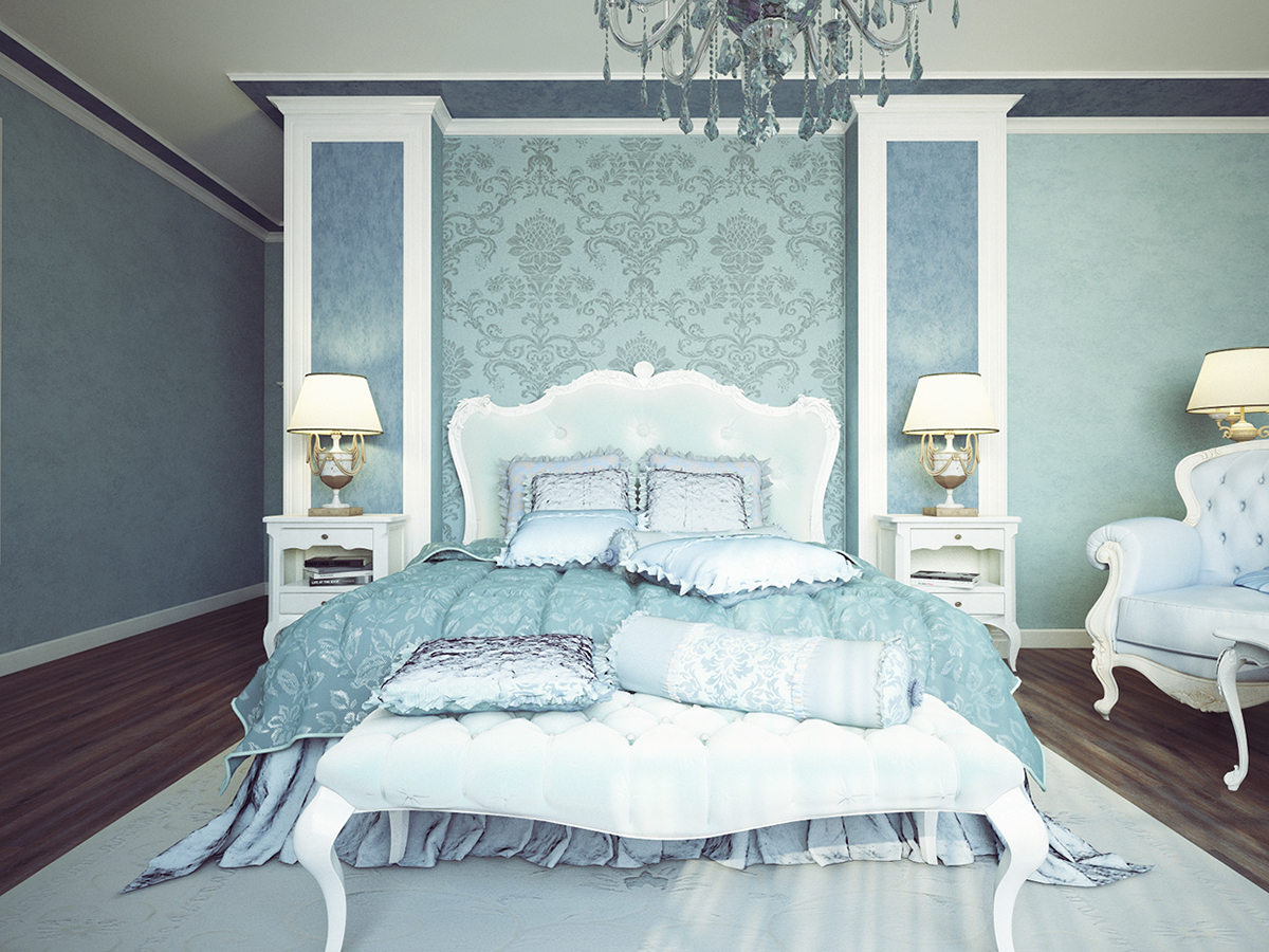 Classic bedroom vray 3dsmax Interior bed